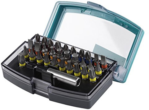 wolfcraft 2975000 Jeu d'embouts 32 pièces Gris/Bleu Marine/Jaune/Marron 32-tlg