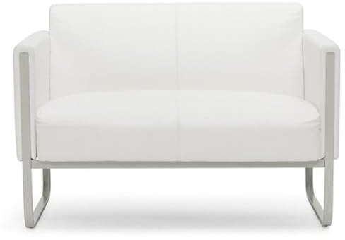 hjh OFFICE Lounge-Sofa 2-Sitzer Aruba Kunstleder Polstersofa Couch modern mit Metallgestell, 111 x 78 x 71 cm, Weiß