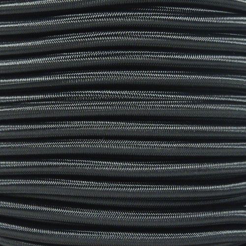 Paracord Planet | 1/4 Inch Elastic Shock Bungee Cord Nylon Crafting Stretch String Rope | Made in The USA | Black, 50 Feet