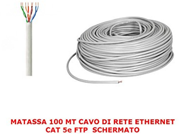 MY SMART SHOP MATASSE 100 MT Mètres Câble réseau FTP Cat 5E LAN ETHERNET 5 E Internet ÉCRAN Bobine Routeur Gris Access Point