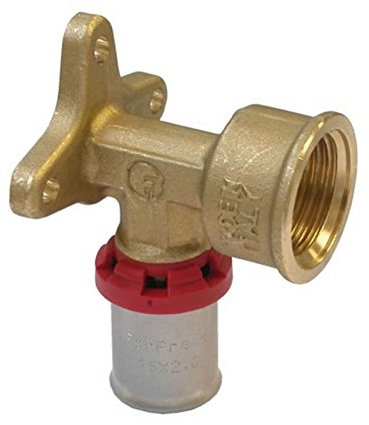 Codo a empujadores para tubo multicapa 1/2 x 16 FF con brida