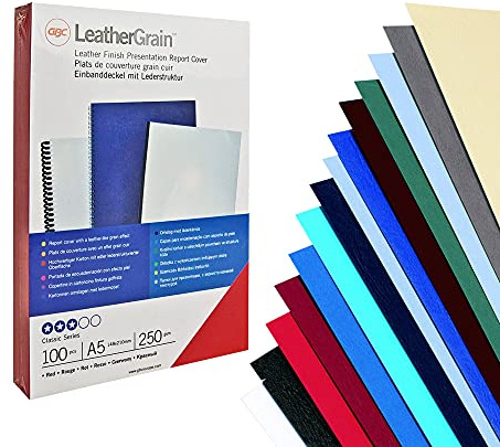 GBC | Lot de 100 Plats de couverture LeatherGrain A4 | Grain Cuir Beige 250 g/m² | Finition premium, protection professionnelle & présentation soignée | Réf. CE040065