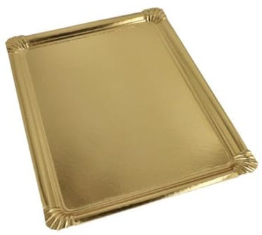 Papstar 5 Servierplatten, Pappe, PET-beschichtet Eckig 34 cm x 45,5 cm Gold