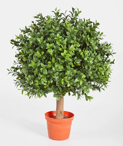 artplants.de Künstliche Buchskugel Tom auf Stamm, 430 Blätter, 45cm, Ø 30cm | Künstlicher Buchsbaum Buxkugel Buchsbaumkugel