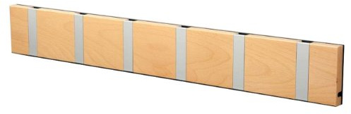 LoCa Garderobe Knax 6 Buche geölt (Haken klappbar Alu) Garderoben-Leiste Kleiderhaken Flur modern Garderobenpaneel