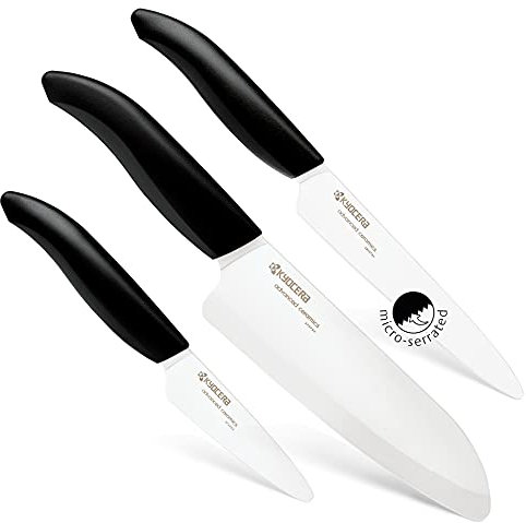 KYOCERA SET3PCKNIFE Chef 3-Piece Ceramic Knife Set, Black