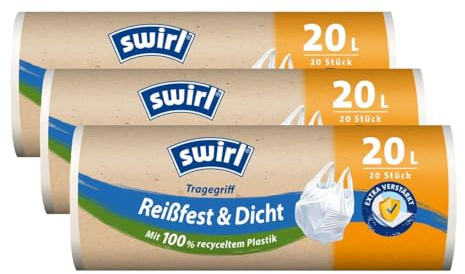 3x Swirl Tragegriff Müllbeutel 20L (20 stk./Rolle)