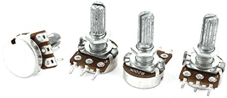 sourcingmap 4 Pcs moletée arbre contrôle Volume potentiomètres linéaire200K Ohm WH148