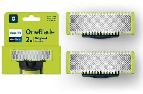 Philips OneBlade Cuchilla de Repuesto Original, 2 piezas QP220/51 | Diseñado para cortar el vello, no tu piel | Durabilidad de hasta 4 meses de uso | 2 piezas | QP220/50