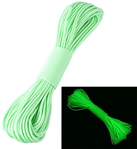 ZJchao(TM 9 Strand 550 Luminous Floureszierende Paracord Fallschirm-Schnur (grün, 25ft)