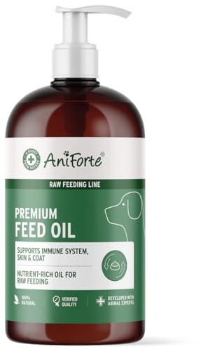 AniForte Premium Feeding Oil 500ml: BARF Raw Feeding Supplement For Dogs With Hemp, Salmon & Linseed Oil to Boost Immunity & Health