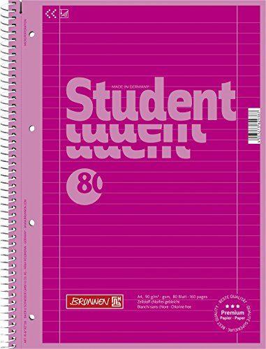Brunnen 1067927126 Notizblock/Collegeblock Student Colour Code (A4 liniert, Lineatur 27, 90 g/m², 80 Blatt) pink