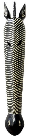 G6 COLLECTION 39 Wooden Tribal African Zebra Wall Mask Plaque Hanging Hand Carved Home Decor Accent Art Unique Sculpture Wood Decoration Handmade Handcrafted Gift Decorative Mask 39 Zebra Mask