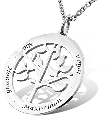 Juwelier Schönschmied - Unisex anhänger stammbaum familienstammbaum aus Edelstahl inkl. Gravur und Kette AH366 - Centara