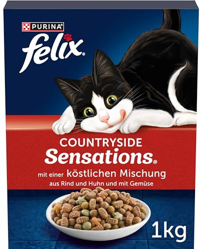 FELIX Countryside Sensations Katzenfutter trocken, mit Rind und Huhn, 1er Pack (1 x 1kg)
