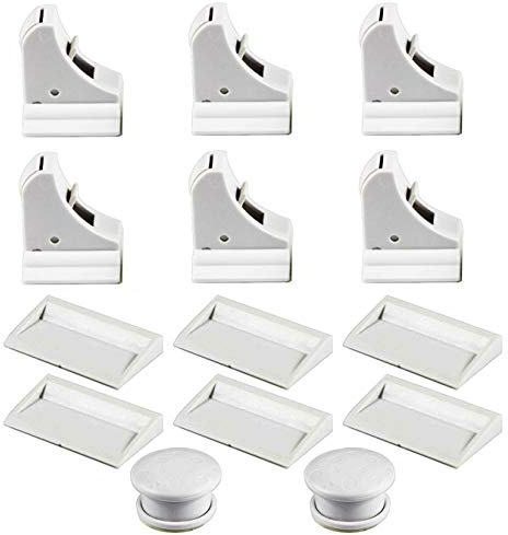 UOOOM 6 x Schrankschloss und 2 x Schlüssel für Kinder/Babys Sicherheit Machen Sie Ihre Schränke und Schubladen mit dem Magnet-Hängeschloss kindersicher (6er-Pack)