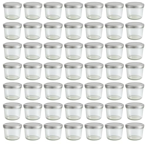 hocz 50x Marmeladengläser 230 ml | mit Deckel Silber TO 82 | Einmachgläser mit Schraubdeckel zum befüllen | Sturzgläser für Marmelade Schraubgläser | leere Gläser Set | 50 Stück