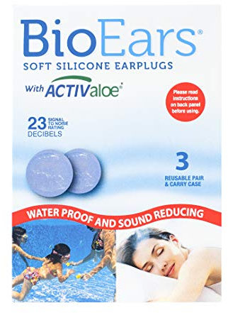 BioEars Soft Silicone Earplugs with ACTIValoe. Premium silicone. Protection from Water and Noise, 3 Count (Pack of 1)