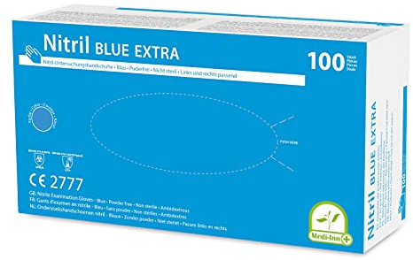 Medi-Inn Nitril blue extra Einmalhandschuhe puderfrei (Größe: S, 100 Stück)