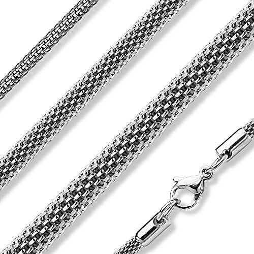 Bungsa Halskette gewebt Edelstahl für Damen und Herren in Gold oder Silber (Edelstahlkette Damenkette Herrenkette Necklace Herren Frauen Männer Schmuck)