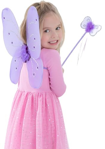 Smiffys - Kinder Mädchen Schmetterling Flügel und Zauberstab, One Size