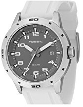 Fossil da uomo sport orologio da polso in silicone bianco con quadrante grigio