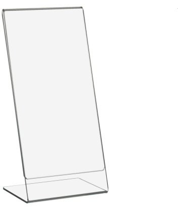 10 Stück DIN Lang Hoch (9,9x21cm) L-Aufsteller/Werbeaufsteller Acrylglas | 10er Set DL, 99x210mm, Echtes Acrylglas, Glänzende Kanten, mit Schutzfolie, Made in Germany, Sicherer Stand, Hochwertig