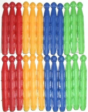 24 PC PLASTIC DOLLY PEGS LAUNDRY QUALITY DURABLE