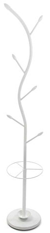 Versa Derby Perchero de Pie de Estilo Minimalista, con 6 Ganchos o Colgadores para Ropa o Bolsos para el Recibidor, Medidas (Al x L x An) 185 x 30 x 30 cm, Metal, Color Blanco