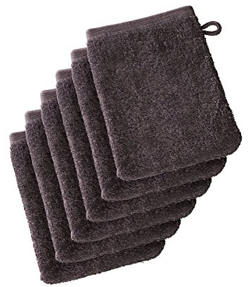 De Witte Lietaer 199514 Wellness – Juego de 6 Guantes de baño algodón 15 x 22 cm, 100% algodón, marrón, 15x22 cm