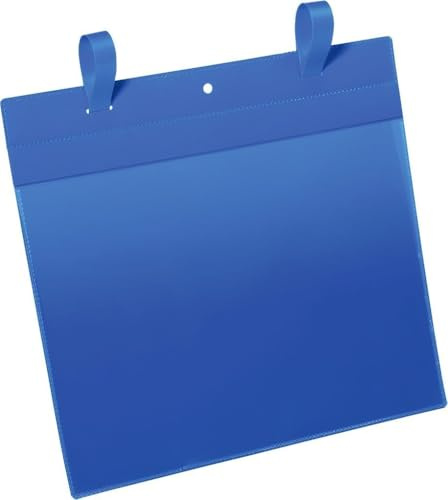 Durable Gitterboxtasche (A4 quer) Packung à 50 Stück blau, 175107 | Kennzeichnungstasche für Gitterboxen, mit Schutzklappe, Polypropylen, Scannertauglich, 311 x 442 mm