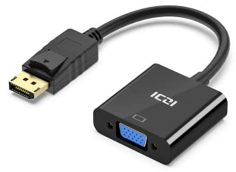 ICZI Adattatore Displayport a VGA, Cavi Convertitore Display Port Maschio a VGA Femmina 1080P 60Hz per Laptop PC Portatili Desktop.