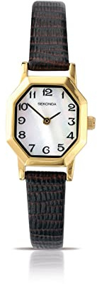 Sekonda Women’s 20 mm Mother of Pearl Quartz Watch Brown Leather Strap 4416