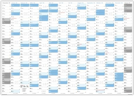 XL Wandkalender DIN A1 2026 (blau2) große Tageskästchen (Kalender werden gerollt versendet)