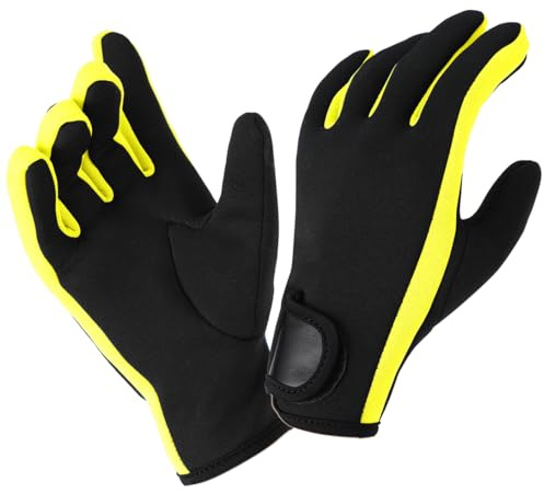 Dive & SAIL Wetsuits 1,5 mm Premium Neopren Handschuhe Tauchhandschuhe Fünf Finger Handschuh Gelb Klein