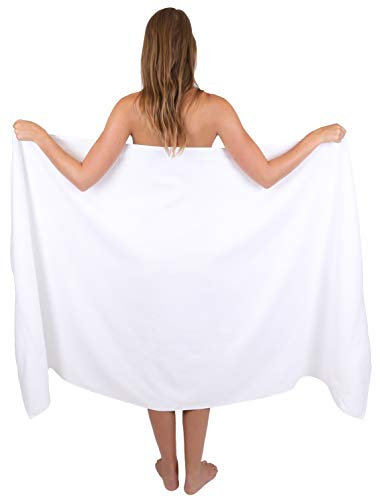 Betz Badetuch XXL 100x200 cm 100% Baumwolle – Weiches Frottee Saunatuch & Strandtuch – Pflegeleicht & saugstark – Palermo Serie – Farbe Weiß