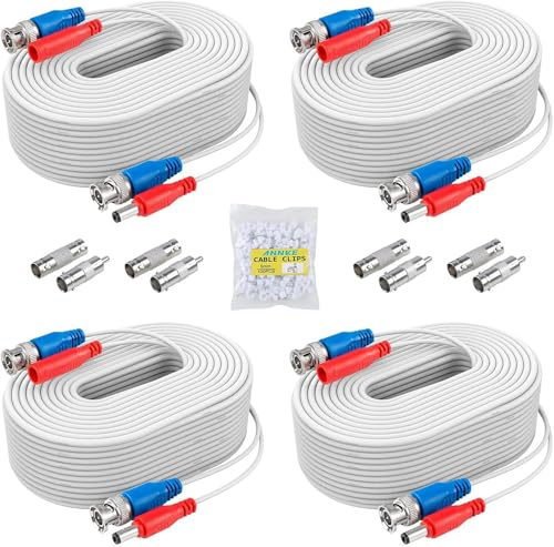 ANNKE 4x 30M/100FT CCTV Video Strom Kabel BNC DC Verlängerungskabel,Weiß