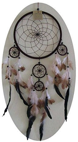 Simandra Original handgefertigter Traumfänger – hängender Dreamcatcher aus natürlichen Materialien handgefertigt ca. 50 cm lang, Durchmesser größter Ring 16 cm