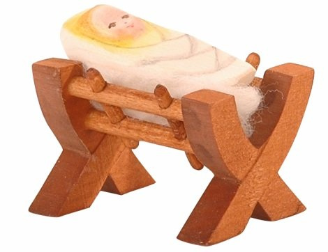 Ostheimer Krippe Ersatz für Krippe mit Kind Weihnachtskrippe II 6 cm Holzfarben traditionell