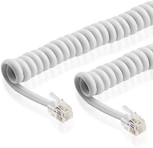 BestPlug 4 mètres de câble pour combiné téléphonique avec spirale/RJ10 vers fiche RJ10/Blanc