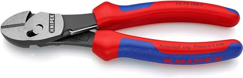 Knipex TwinForce® Alicate de corte diagonal de alto rendimiento con muelle de apertura negro atramentado, con fundas multicomponentes 180 mm 73 72 180 F