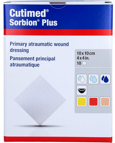 Cutimed Sorbion Plus 10 cm x 10 cm primäre atraumtische Wundauflage, 10 St. Pflaster