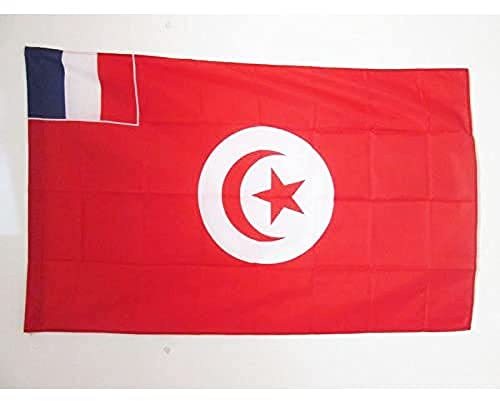 AZ FLAG Drapeau Protectorat français de Tunisie 1881-1956 150x90 cm | Usage intérieur et extérieur Drapeau décoratif de la Tunisie française coutures doubles et bords renforcés polyester 100D