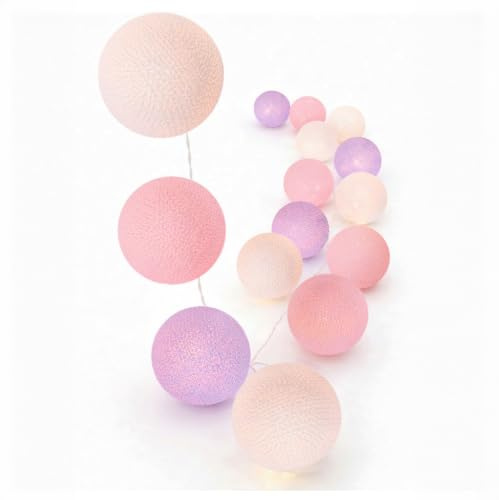 CREATIVECOTTON LED-ljuskedja med bomullsbollar inkl. Timer och dimmer