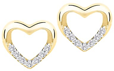 My Gold Hjärta örhängen plugg örhängen äkta gult guld 333 guld (8 karat) zirkon delikat 8 mm hjärta hjärtform fin V0008828, Gult guld, Zirkonia