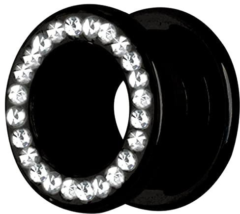 Modern Nature Piercing-Schmuck Ohrpiercing Flesh Tunnel schwarz in 3-18 mm mit Steinkranz und Epoxy Beschichtung