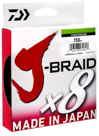 Daiwa J-Trenza 8 Geflochtene Angelschnur, 150 m, Chartreuse, Größe: DM: 0,20 mm