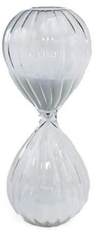 Bomboniera Clessidra in vetro 12cm con sabbia bianca tempo 5 minuti completa di scatola