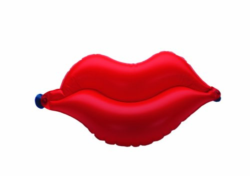Dr. Winkler 431 Badewannenkissen aufblasbar in Form einer Lippe mit 2 Saugnäpfen, rot