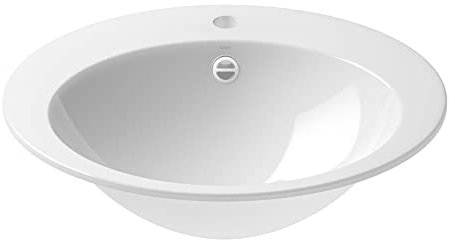 Alape˘ Einbauwaschbecken, Waschbecken weiß für den Einbau von oben aus emailliertem Stahl, antibakterielle Oberfläche, oval B/H/T 60/15/50 cm, mit Hahnloch, mit Überlauf, Alape EB.O600H